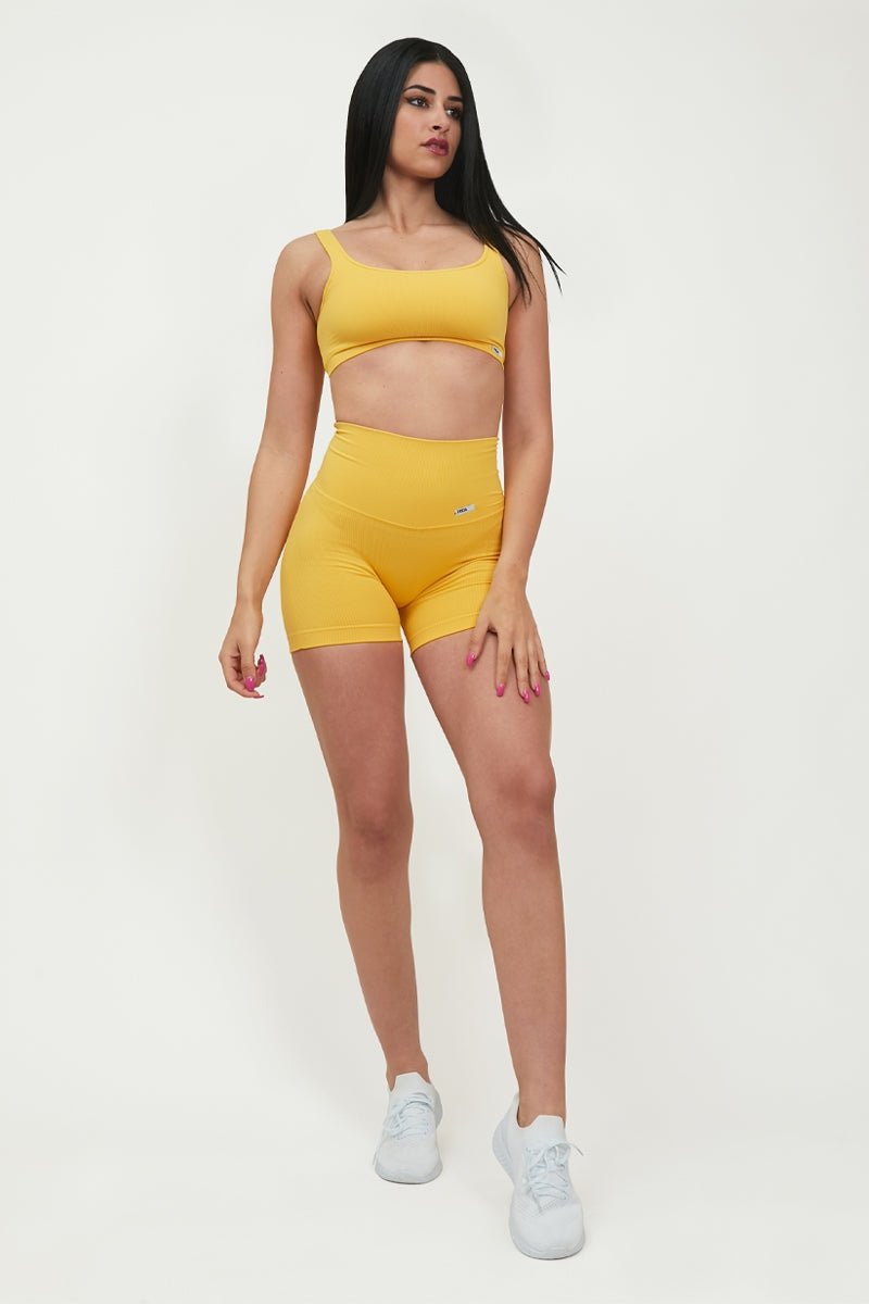 Shorts sportivi con tecnologia FIR push up con arricciatura CALIPSO Amarillo Costine - FGM04 - LEGGINGS ANTICELLULITE - fgm04