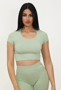 Tricou Crop Top Verde Fistic