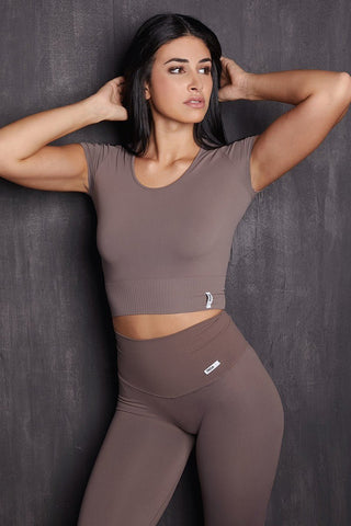 Maglia sportiva cropped seamless con maniche corte T-Shirt Crop Top Potato - FGM04 - Maglie e Top - fgm04