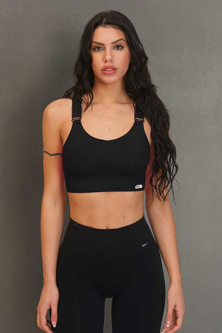 Top sportivo con spalline larghe Denise Nero - FGM04 - Maglie e Top - fgm04