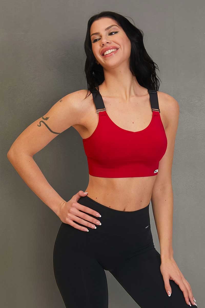 Top sportivo con spalline larghe Denise Rosso Lampone - FGM04 - Maglie e Top - fgm04