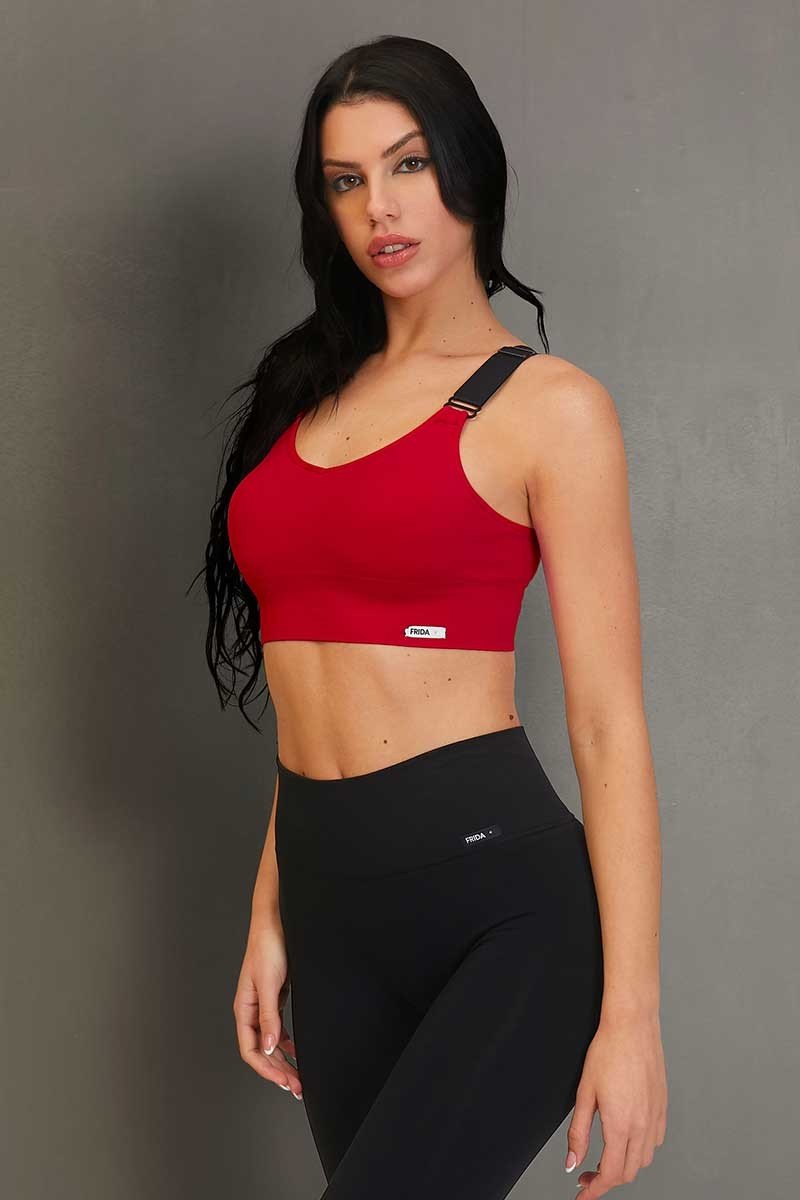 Top sportivo con spalline larghe Denise Rosso Lampone - FGM04 - Maglie e Top - fgm04