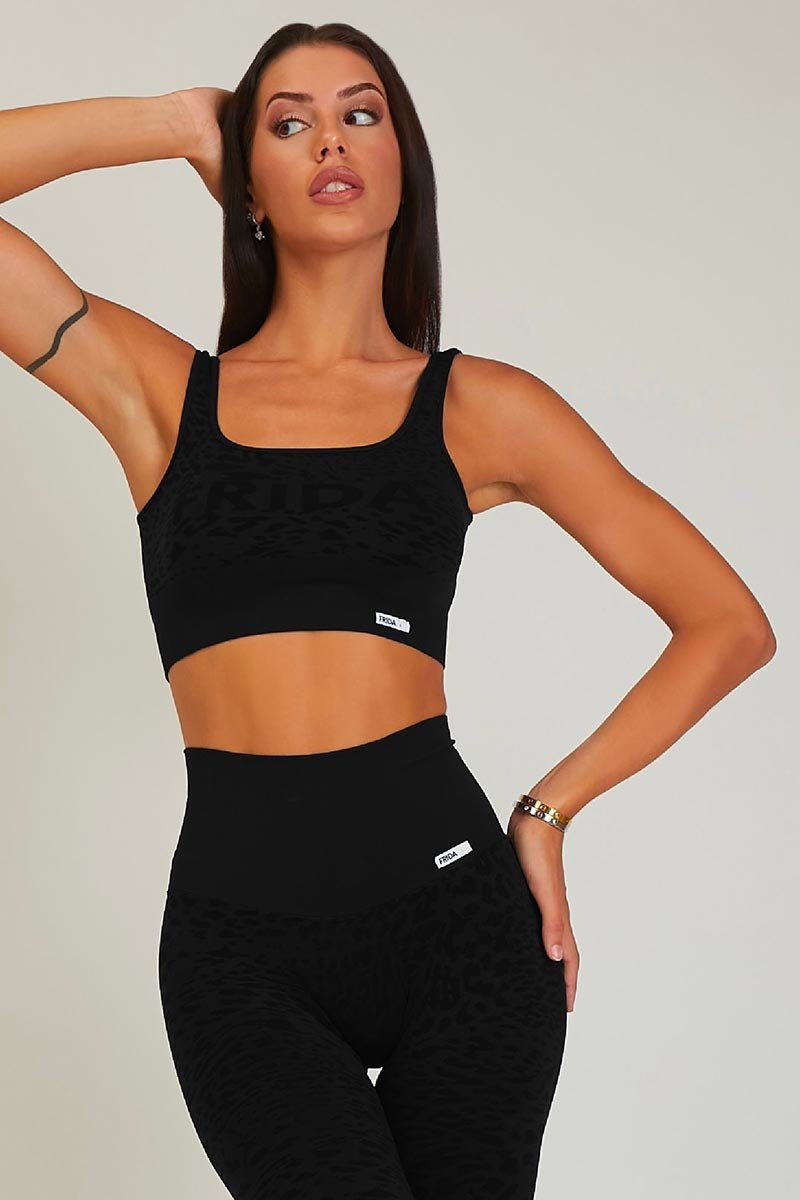 Top sportivo con spalline larghe 
Jungle Leopardo Nero Taglia Unica - FGM04 - Maglie e Top - fgm04