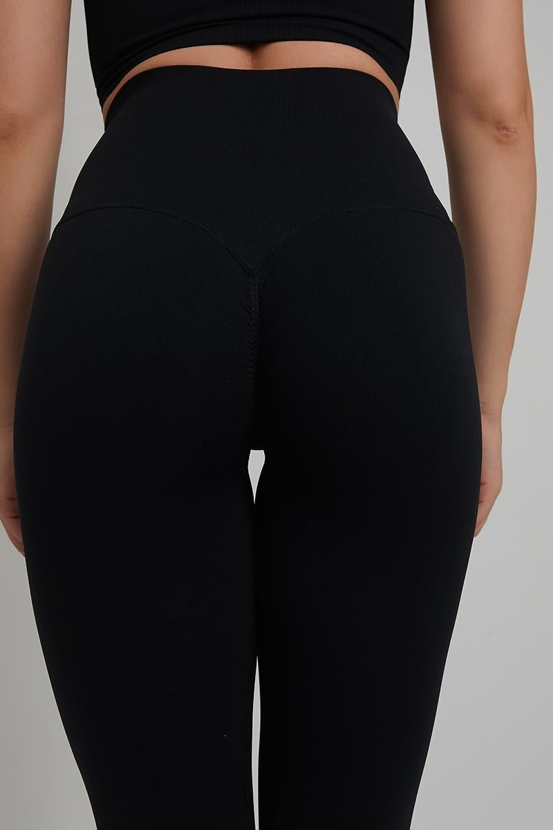 Leggings sportivi con tecnologia FIR push up con arricciatura a Zampa di Elefante Nero - FGM04 - LEGGINGS ANTICELLULITE - fgm04