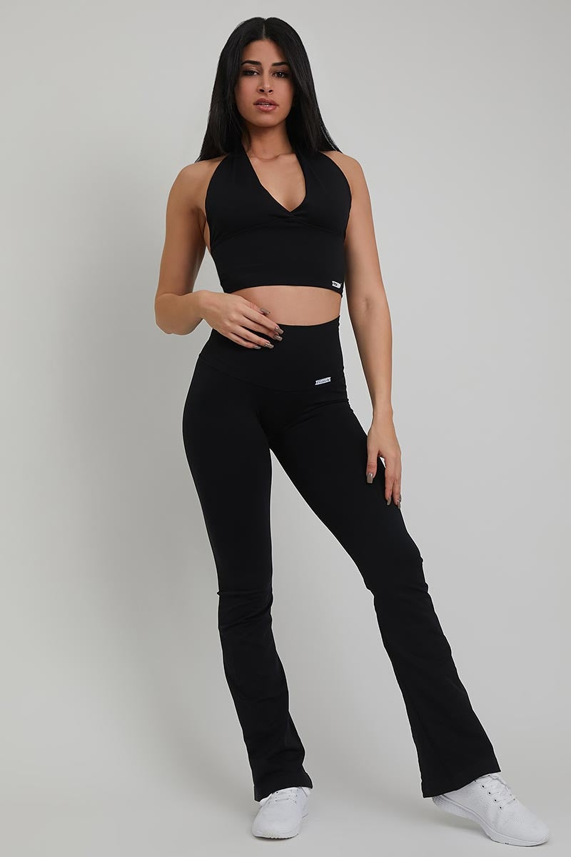 Leggings a zampa di elefante nero - FGM04 - P819
