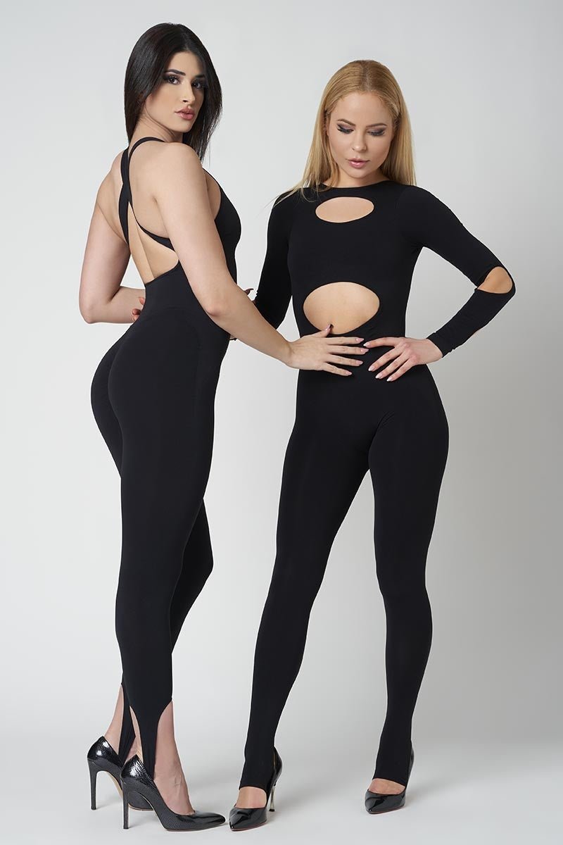 Tuta sportiva push-up con arricciatura con tecnologia FIR Jumpsuit Artemide Nero - fgm04 - ABBIGLIAMENTO - fgm04