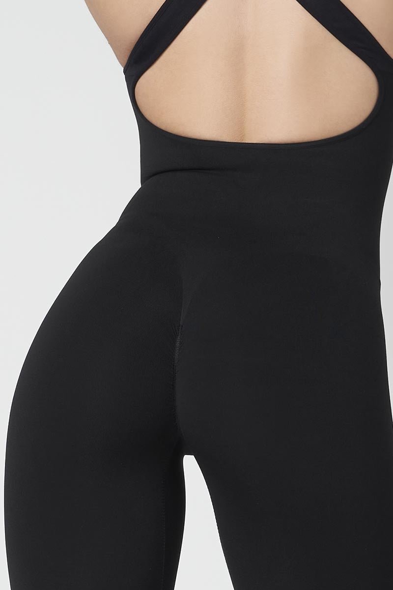 Tuta sportiva push-up con arricciatura con tecnologia FIR Jumpsuit Artemide Nero - fgm04 - ABBIGLIAMENTO - fgm04