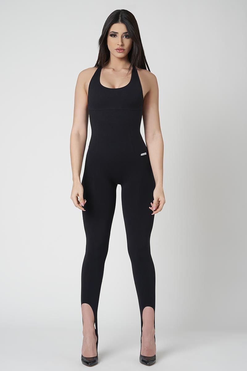 Tuta sportiva push-up con arricciatura con tecnologia FIR Jumpsuit Artemide Nero - fgm04 - ABBIGLIAMENTO - fgm04