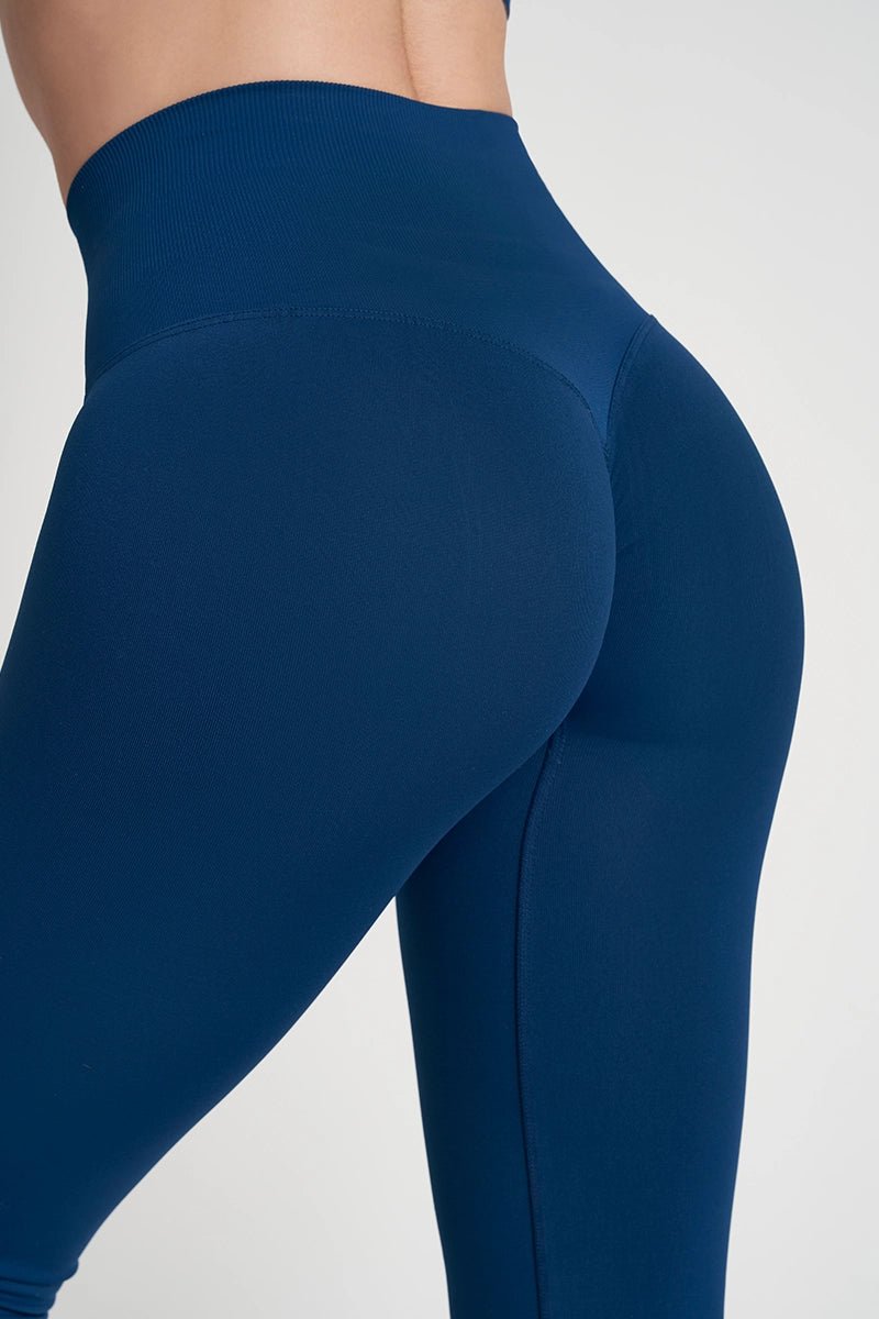 Leggings sportivi con tecnologia FIR push up con arricciatura a zampa di elefante Blu Petrolio - fgm04 - LEGGINGS ANTICELLULITE - fgm04