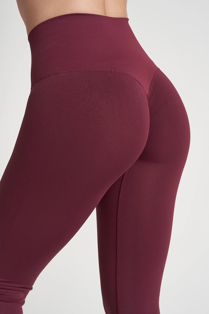 Leggings sportivi con tecnologia FIR push up con arricciatura a zampa di elefante Merlot - fgm04 - LEGGINGS ANTICELLULITE - fgm04
