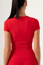 T-Shirt Crop Top Rosso Lampone - FGM04