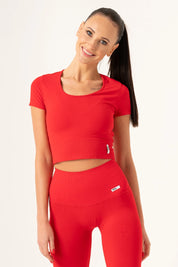 T-Shirt Crop Top Rosso Lampone - FGM04