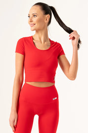 T-Shirt Crop Top Rosso Lampone - FGM04