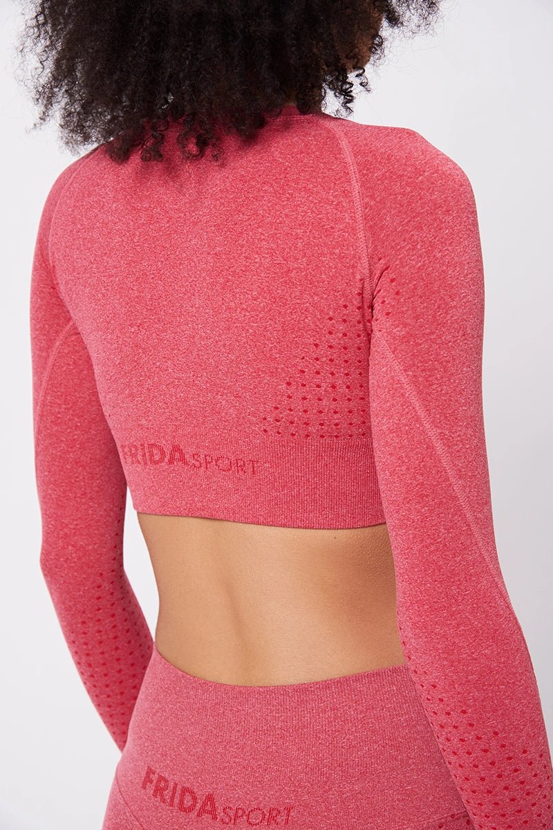 Maglia sportiva cropped seamless mélange con maniche lunghe Bolero Eldorado Rosso Ecofir - FGM04 - Maglie e Top - fgm04