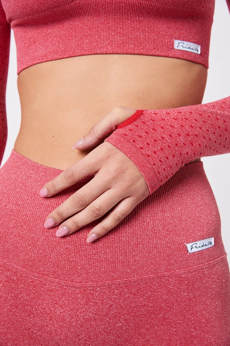 Maglia sportiva cropped seamless mélange con maniche lunghe Bolero Eldorado Rosso Ecofir - FGM04 - Maglie e Top - fgm04