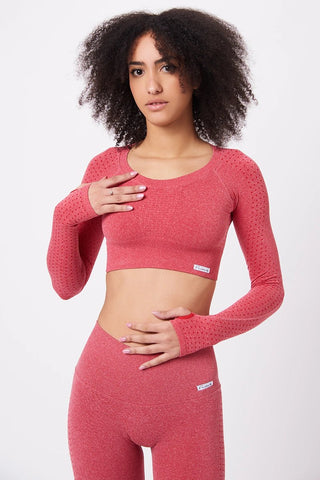 Maglia sportiva cropped seamless mélange con maniche lunghe Bolero Eldorado Rosso Ecofir - FGM04 - Maglie e Top - fgm04