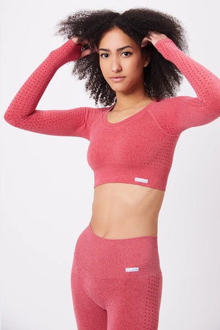 Maglia sportiva cropped seamless mélange con maniche lunghe Bolero Eldorado Rosso Ecofir - FGM04 - Maglie e Top - fgm04