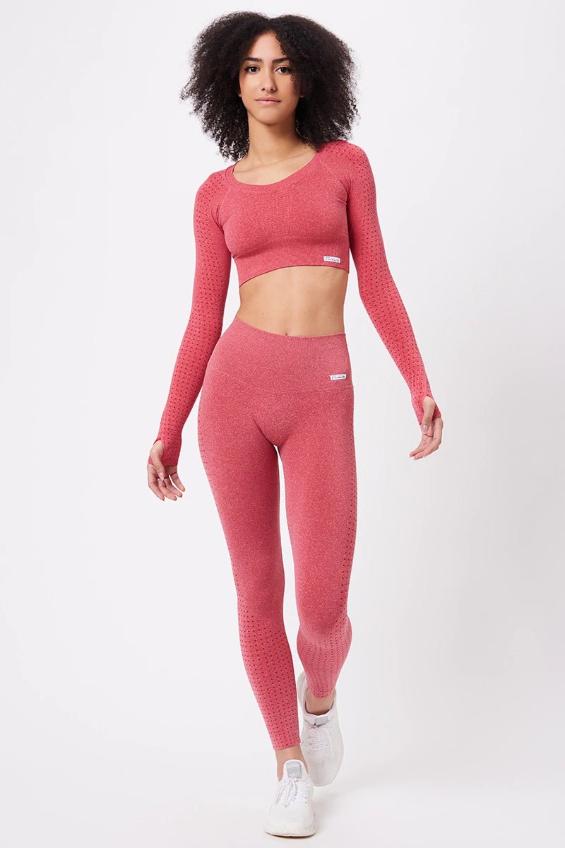 Maglia sportiva cropped seamless mélange con maniche lunghe Bolero Eldorado Rosso Ecofir - FGM04 - Maglie e Top - fgm04