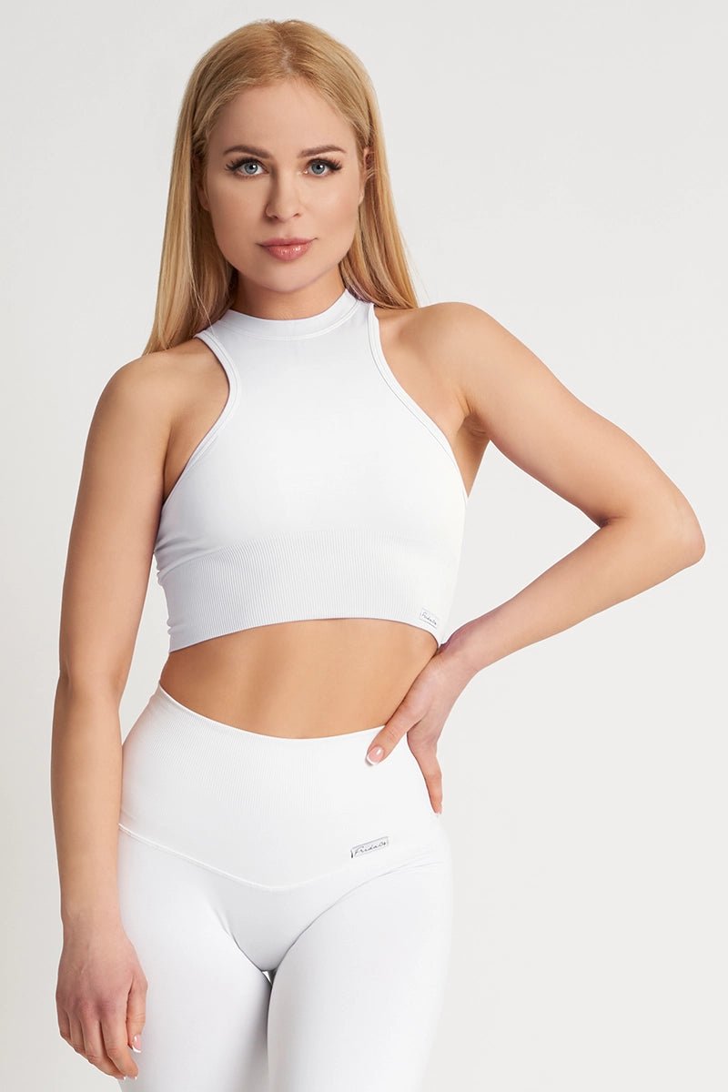 Top sportivo con scollo all’americana Electra Selenite Bianco - FGM04 - Maglie e Top - fgm04