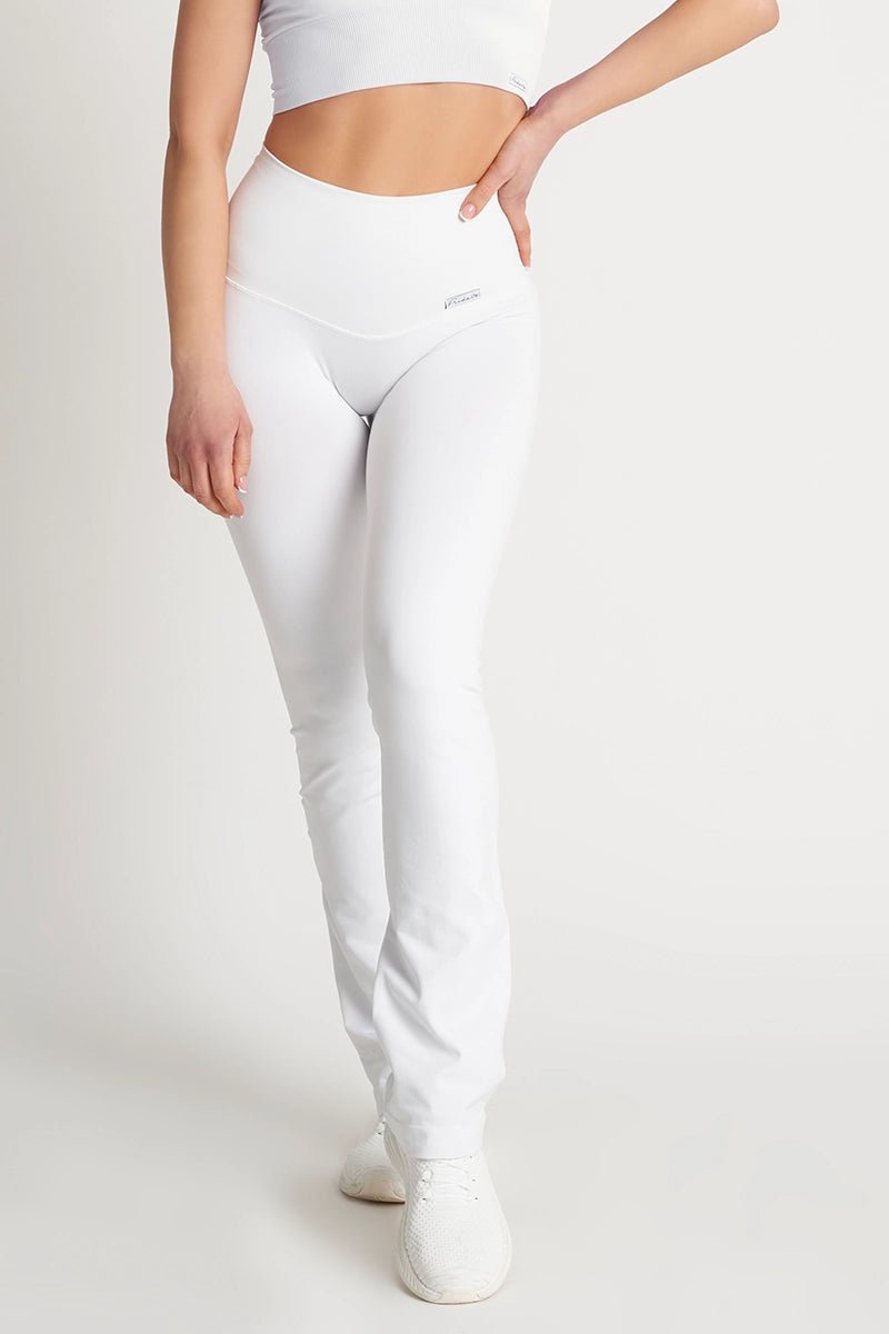 Leggings sportivi con tecnologia FIR push up con arricciatura a zampa di elefante Bianco Selenite - FGM04 - LEGGINGS ANTICELLULITE - fgm04