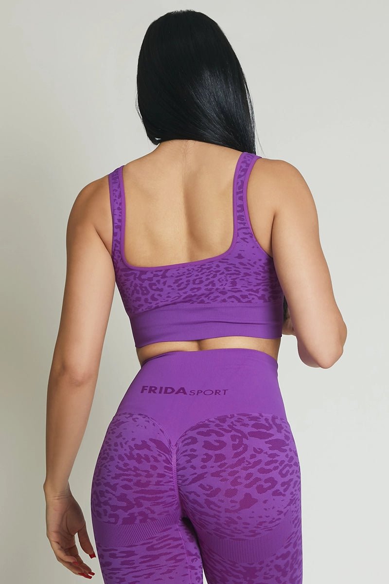 Top sportivo con spalline larghe Jungle Leopardo Viola Taglia Unica - FGM04 - OFFERTE SPECIALI - fgm04