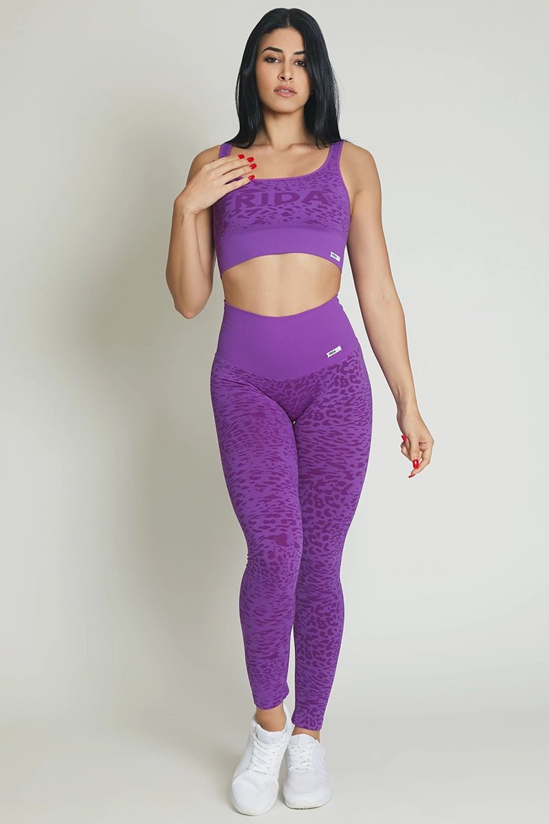 Top sportivo con spalline larghe Jungle Leopardo Viola Taglia Unica - FGM04 - OFFERTE SPECIALI - fgm04