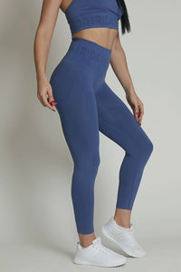 Leggings Push Up Monogram Blu Avio